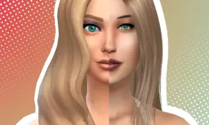 Zwei Gesichter einer Sims 4 CC-Schönheit, links mit voluminösem Haar, rechts mit glattem Haar.